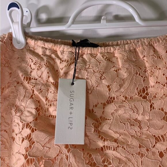 Sugar Lips NEW‎ Small Blush Pink Lace Darcie Off The Shoulder Dress - Picture 6 of 8